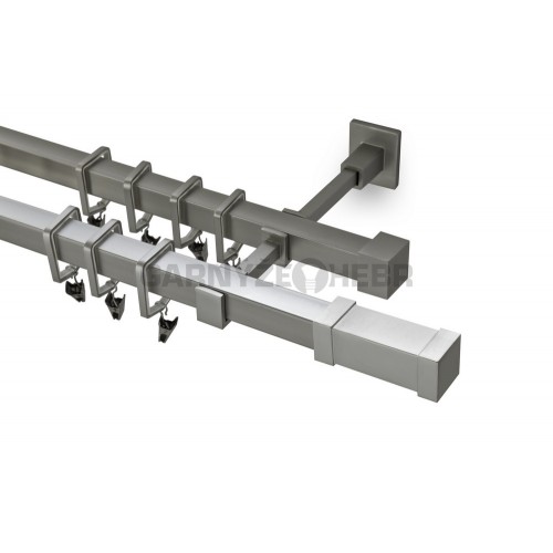 Garnýž kovová 110 cm dvouřadá - dvojitá 20x20 Zanotti matná stříbrná