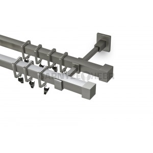 Garnýž hranatá dvoutyčová 4m, klasik, matná stříbrná