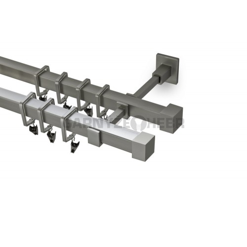 Garnýž kovová 480 cm dvouřadá - dvojitá 20x20 klasik matná stříbrná