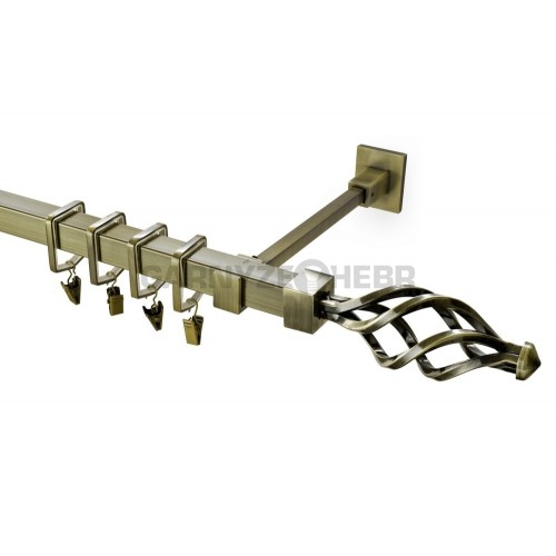 Garnýž kovová 110 cm jednořadá 20x20 Azur starozlatá