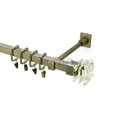 Garnýž kovová 150 cm jednořadá 20x20 Crystal starozlatá