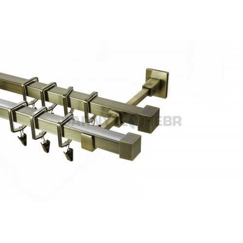 Garnýž kovová 150 cm dvouřadá - dvojitá 20x20 klasik starozlatá