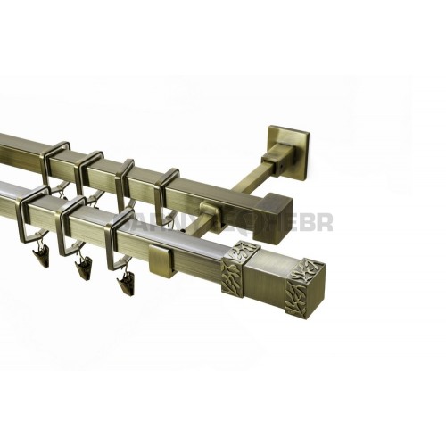 Garnýž kovová 100 cm dvouřadá - dvojitá 20x20 Roma starozlatá