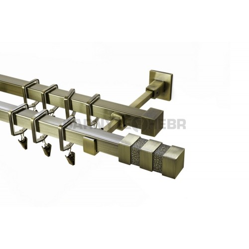 Garnýž kovová 220 cm dvouřadá - dvojitá 20x20 verona starozlatá