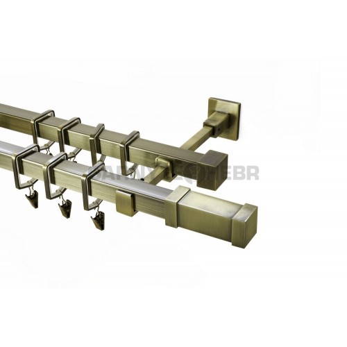 Garnýž kovová 130 cm dvouřadá - dvojitá 20x20 Zanotti starozlatá