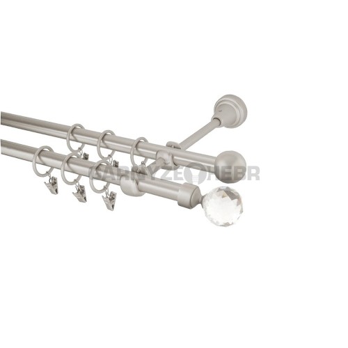 Garnýž kovová 180 cm dvouřadá - dvojitá 16 Koule crystal chrom mat