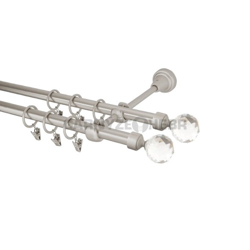 Garnýž kovová 100 cm dvouřadá - dvojitá 16 Koule crystal double chrom mat