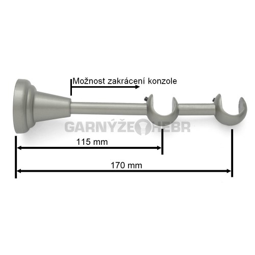 Konzole 2-řadá pro tyč 16mm - matná stříbrná