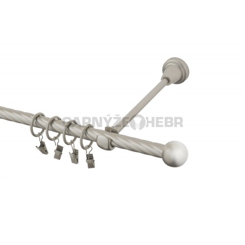 Garnýž kovová 150 cm kroucená jednořadá 16 Koule chrom mat