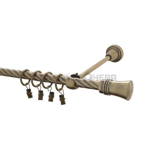 Garnýž kovová 150 cm kroucená jednořadá 16 Capri mosaz