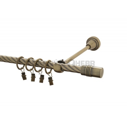 Garnýž kovová 180 cm kroucená jednořadá 16 Cylinder mosaz