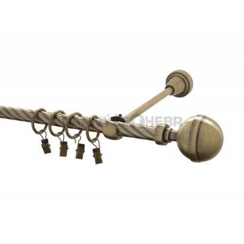 Garnýž kovová 190 cm kroucená jednořadá 16 Kalisto mosaz