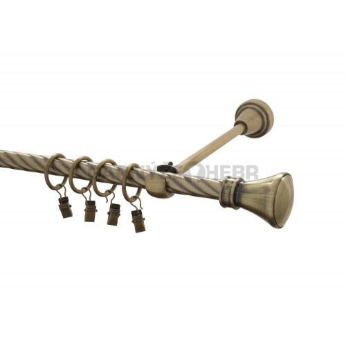 Garnýž kovová 140 cm kroucená jednořadá 16 Koloseo mosaz