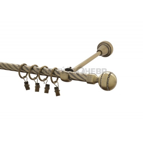 Garnýž kovová 190 cm kroucená jednořadá 16 Paola crystal mosaz