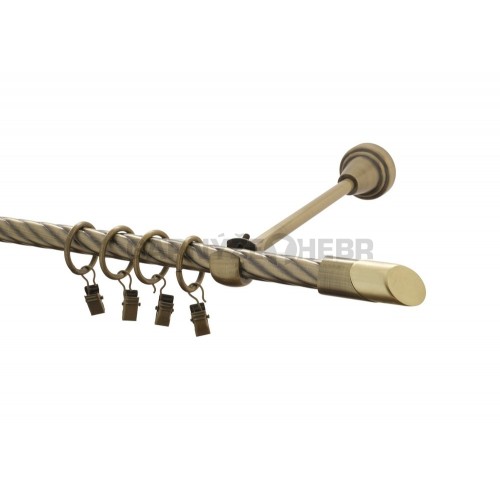 Garnýž kovová 180 cm kroucená jednořadá 16 Piza II mosaz