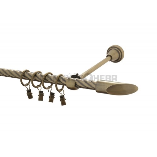 Garnýž kovová 110 cm kroucená jednořadá 16 Piza mosaz