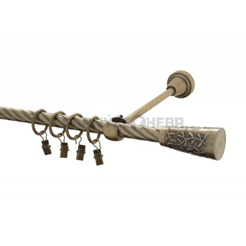 Garnýž kovová 210 cm kroucená jednořadá 16 Sevilla mosaz