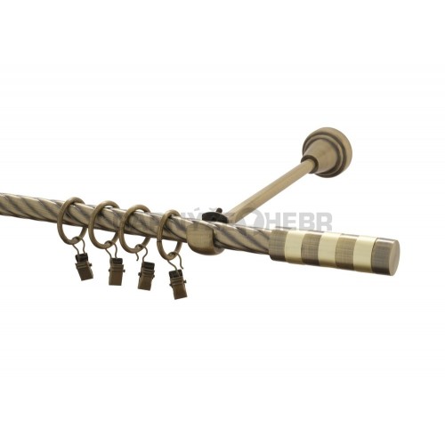 Garnýž kovová 230 cm kroucená jednořadá 16 Sigma mosaz