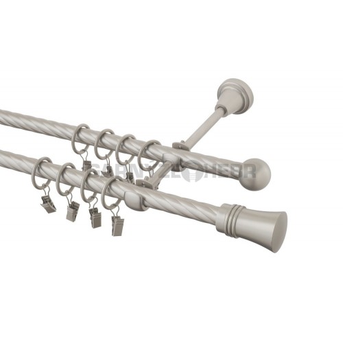 Garnýž kovová 230 cm kroucená dvouřadá - dvojitá 16 Capri chrom mat