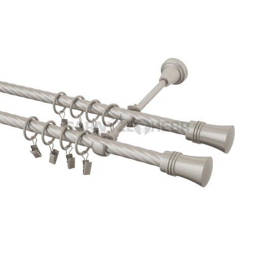 Garnýž kovová 120 cm kroucená dvouřadá - dvojitá 16 Capri double chrom mat