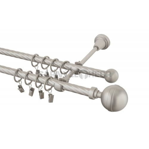 Garnýž kovová 180 cm kroucená dvouřadá - dvojitá 16 Kalisto chrom mat