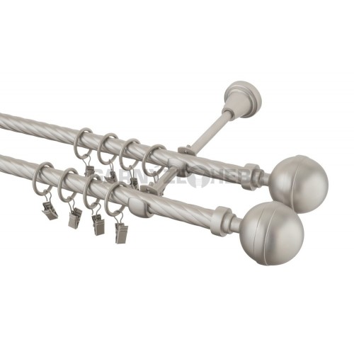 Garnýž kovová 190 cm kroucená dvouřadá - dvojitá 16 Kalisto double chrom mat