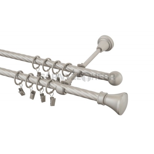 Garnýž kovová 220 cm kroucená dvouřadá - dvojitá 16 Koloseo chrom mat