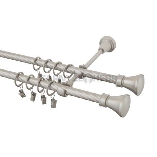 Garnýž kovová 220 cm kroucená dvouřadá - dvojitá 16 Koloseo double chrom mat