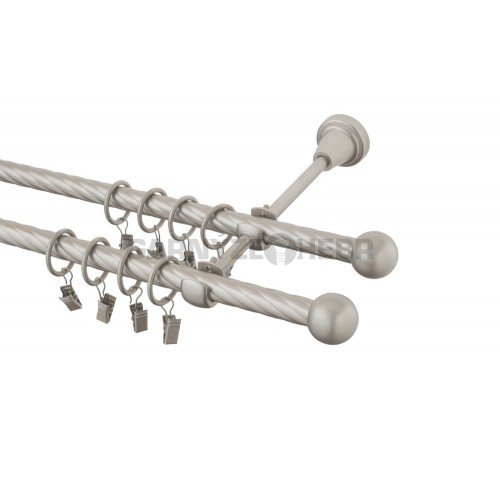 Garnýž kovová 480 cm kroucená dvouřadá - dvojitá 16 Koule chrom mat