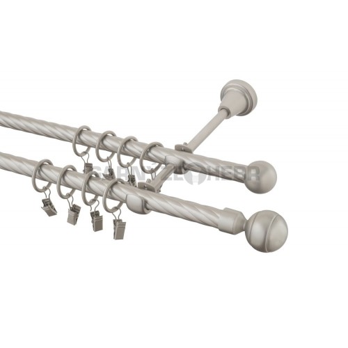 Garnýž kovová 180 cm kroucená dvouřadá - dvojitá 16 Paola chrom mat