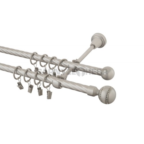 Garnýž kovová 180 cm kroucená dvouřadá - dvojitá 16 Paola crystal chrom mat