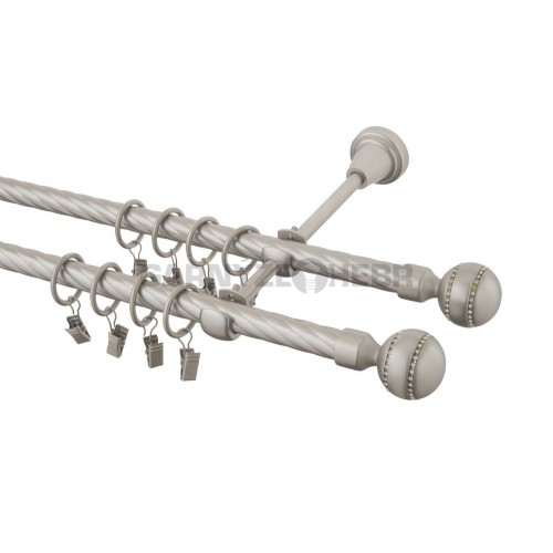 Garnýž kovová 150 cm kroucená dvouřadá - dvojitá 16 Paola crystal double chrom mat