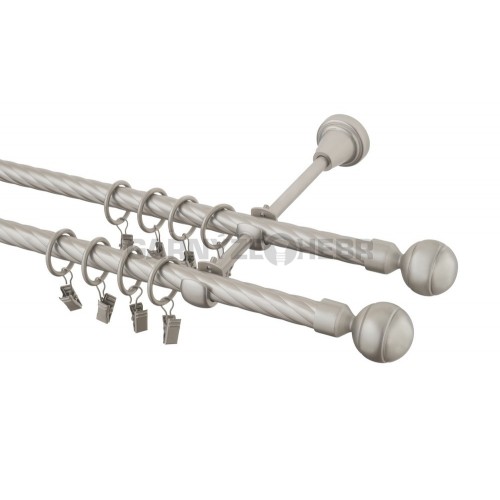 Garnýž kovová 140 cm kroucená dvouřadá - dvojitá 16 Paola double chrom mat