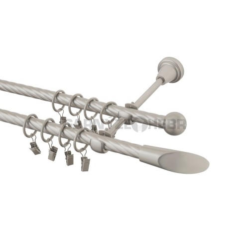 Garnýž kovová 170 cm kroucená dvouřadá - dvojitá 16 Piza chrom mat