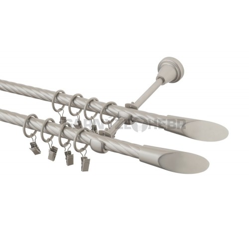 Garnýž kovová 180 cm kroucená dvouřadá - dvojitá 16 Piza double chrom mat