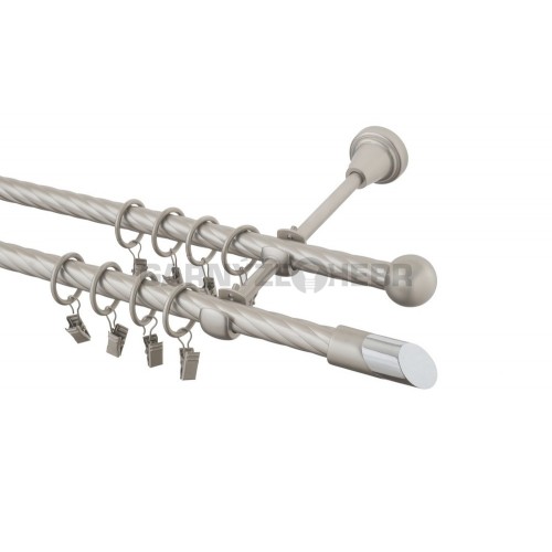 Garnýž kovová 180 cm kroucená dvouřadá - dvojitá 16 Piza II chrom mat