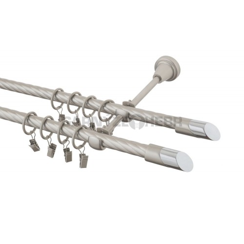 Garnýž kovová 190 cm kroucená dvouřadá - dvojitá 16 Piza II double chrom mat