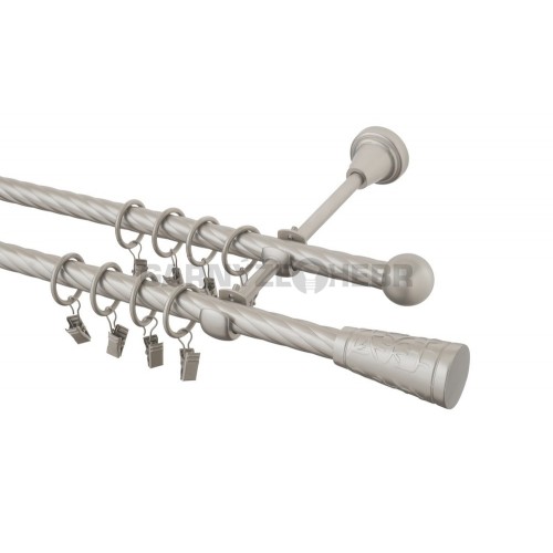 Garnýž kovová 110 cm kroucená dvouřadá - dvojitá 16 Sevilla chrom mat