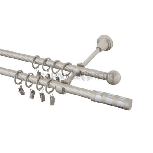 Garnýž kovová 190 cm kroucená dvouřadá - dvojitá 16 Sigma chrom mat