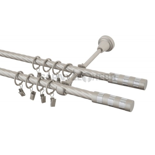 Garnýž kovová 130 cm kroucená dvouřadá - dvojitá 16 Sigma double chrom mat