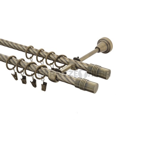 Garnýž kovová 170 cm kroucená dvouřadá - dvojitá 16 Cylinder double mosaz