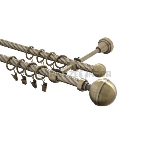 Garnýž kovová 110 cm kroucená dvouřadá - dvojitá 16 Kalisto mosaz