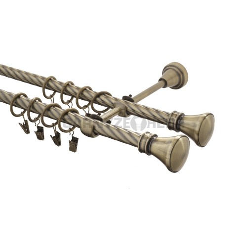 Garnýž kovová 210 cm kroucená dvouřadá - dvojitá 16 Koloseo double mosaz