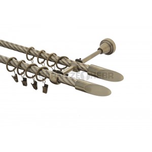 Garnýž kovová 1,6m kroucená dvouřadá - dvojitá, Piza double, mosaz