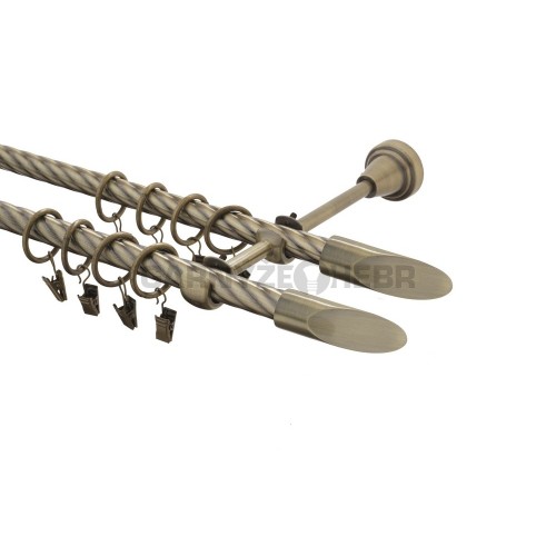 Garnýž kovová 170 cm kroucená dvouřadá - dvojitá 16 Piza double mosaz