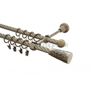 Garnýž kovová 4m kroucená dvouřadá - dvojitá, Sevilla, mosaz