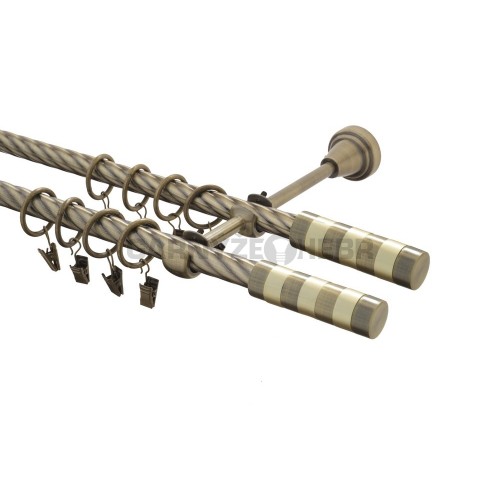 Garnýž kovová 190 cm kroucená dvouřadá - dvojitá 16 Sigma double mosaz