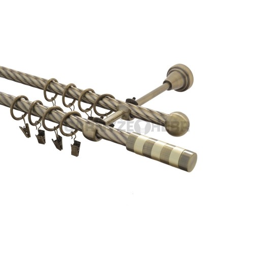 Garnýž kovová 100 cm kroucená dvouřadá - dvojitá 16 Sigma mosaz