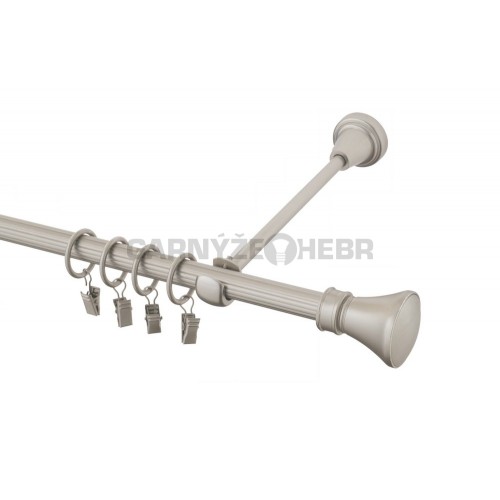 Garnýž kovová 230 cm rýhovaná jednořadá 16 Koloseo chrom mat