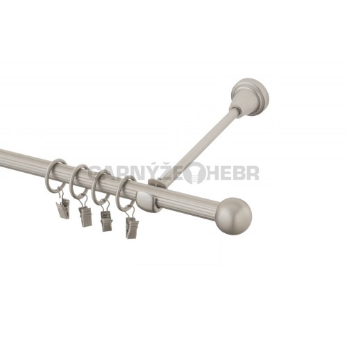 Garnýž kovová 210 cm rýhovaná jednořadá 16 Koule chrom mat